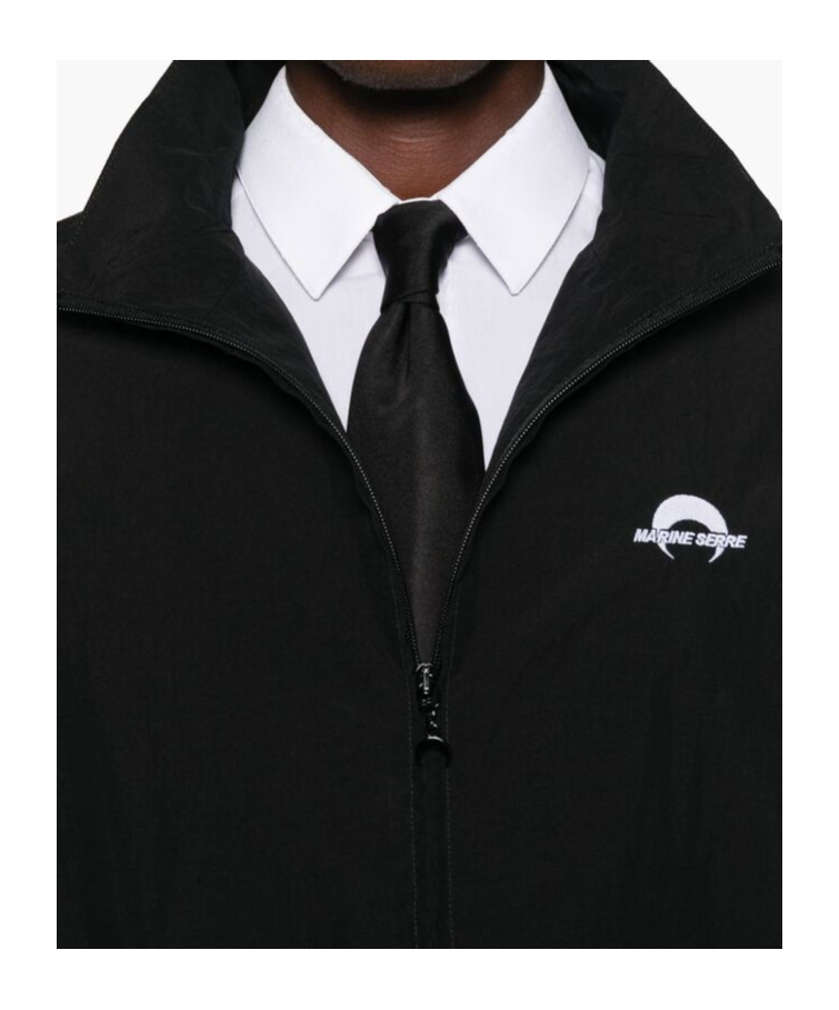Marine Serre Moon Nylon Track Jacket In Black
