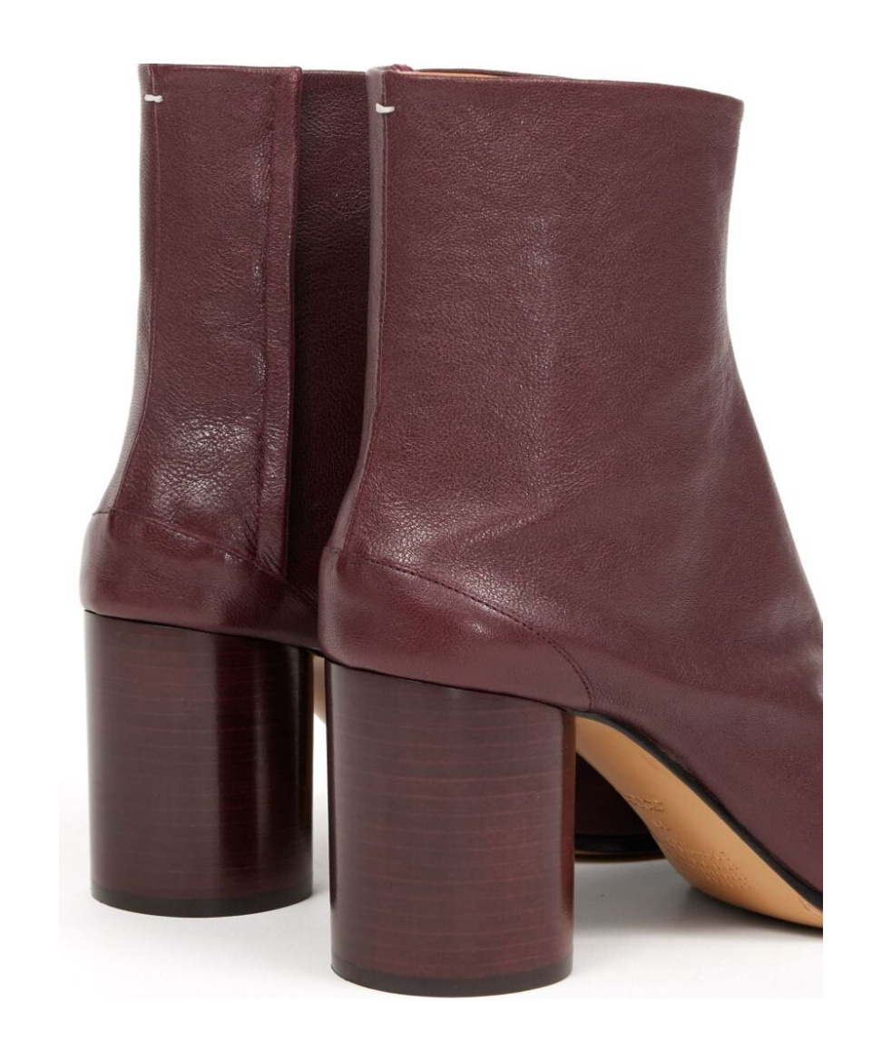 Maison Margiela Woman Ankle Boots Chocolate Brown Size 8 Soft Leather In Red