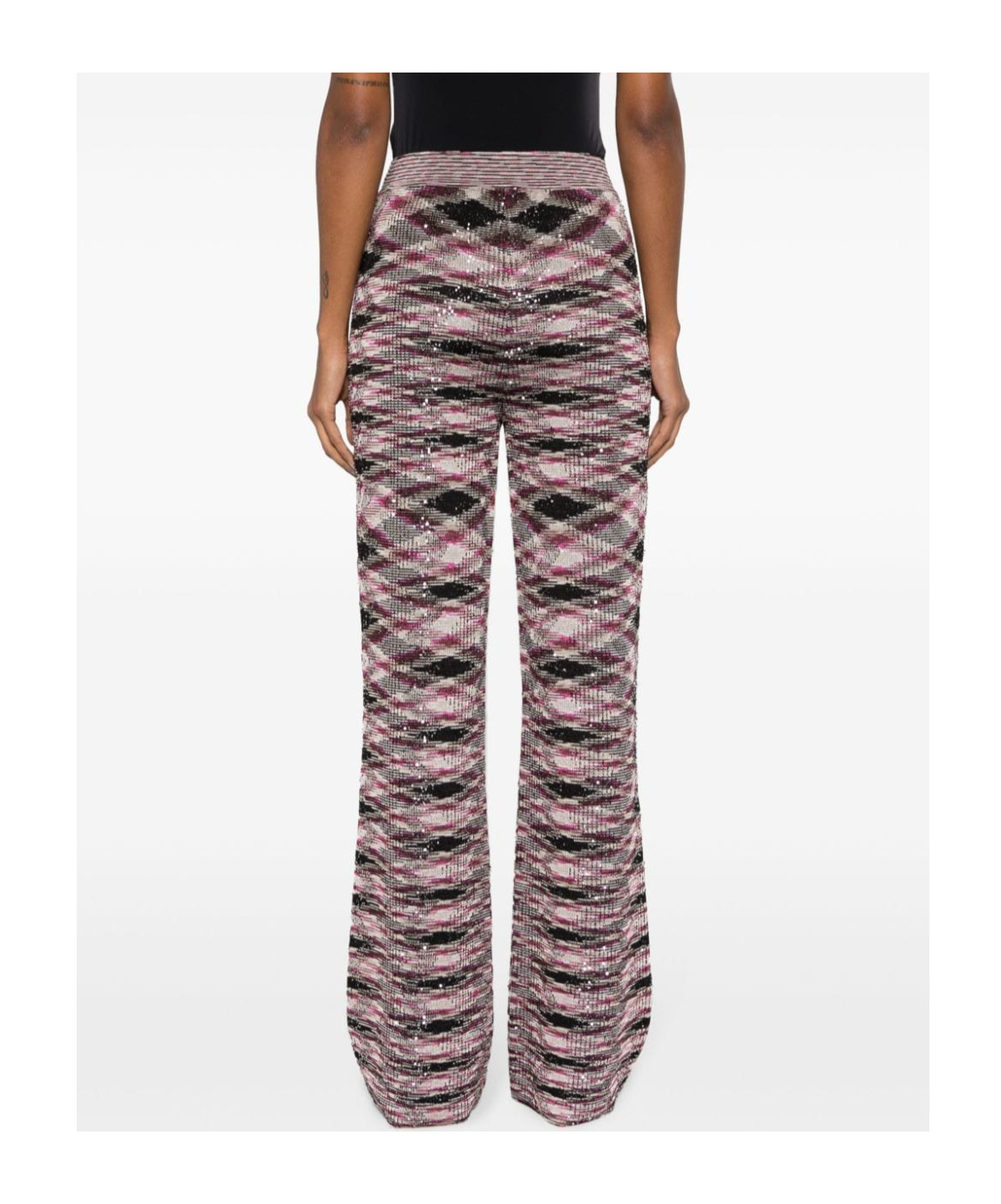 MISSONI PATTERNED INTARSIA-KNIT FLARED TROUSERS 