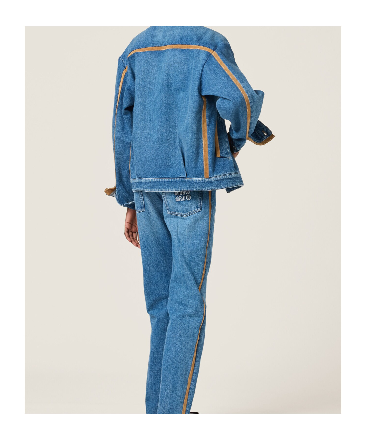 Miu Miu Denim And Leather Blouson Jacket