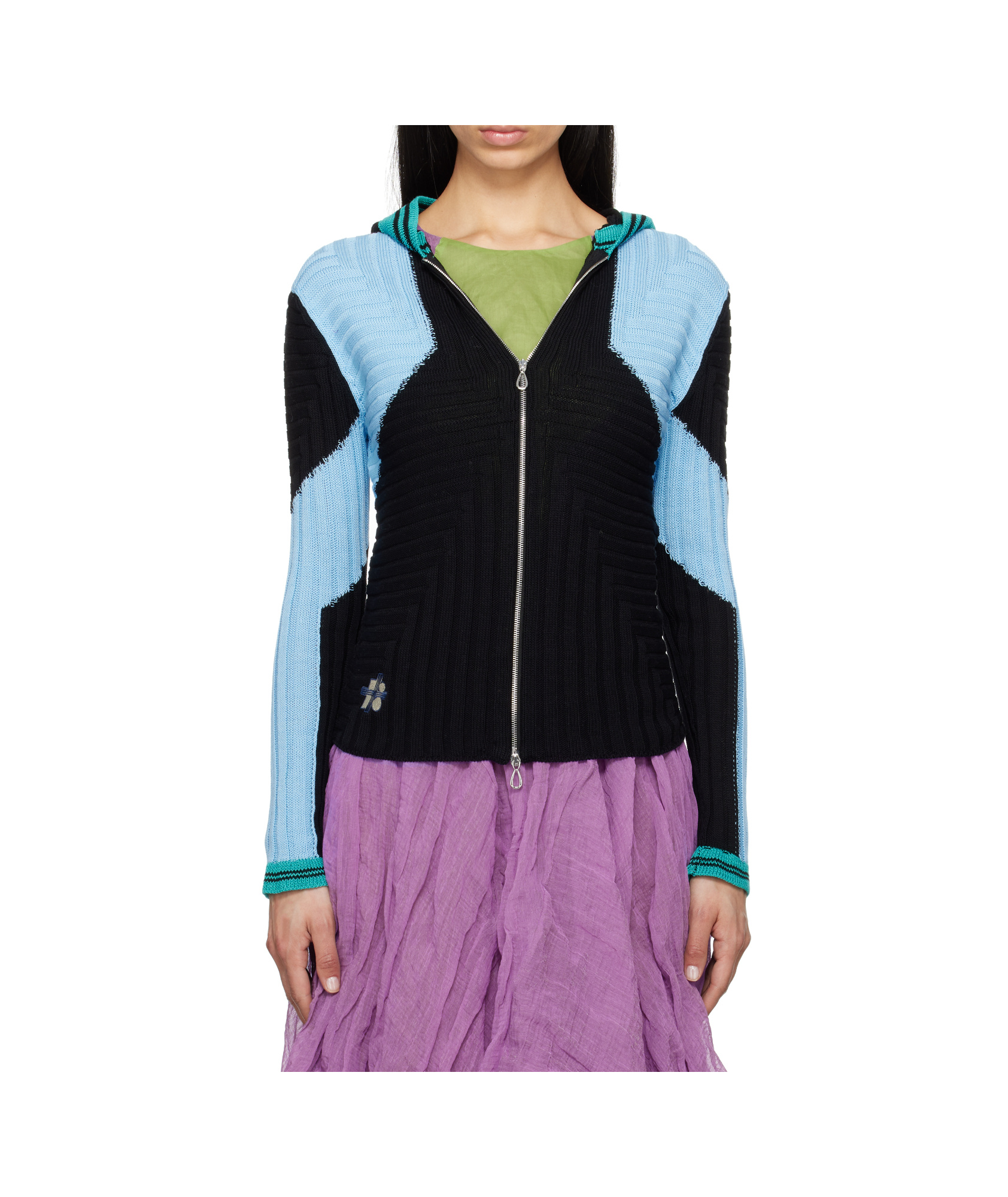 Kiko Kostadinov Quimby Fitted Knit Hoodie In Blue