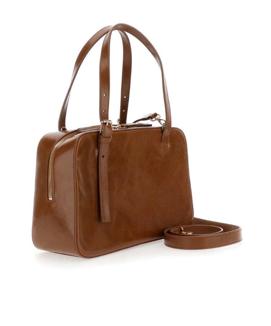 Apc Virginie Brown Shoulder Bag With Removable Shoulder Strap And Front Logo In Leather Woman In Brown