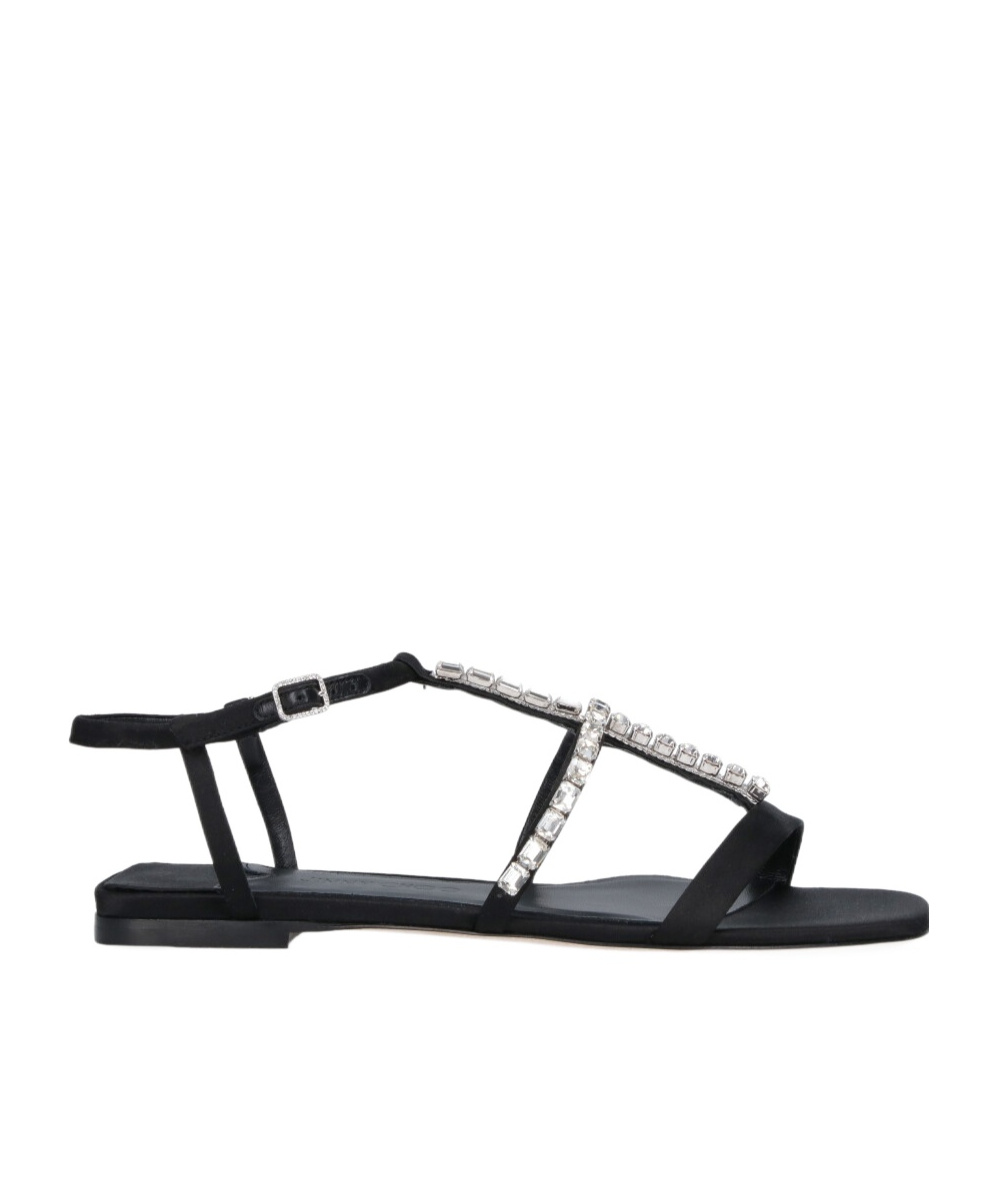 Jimmy Choo Embellished T-bar Heel Strap Sandals In Black
