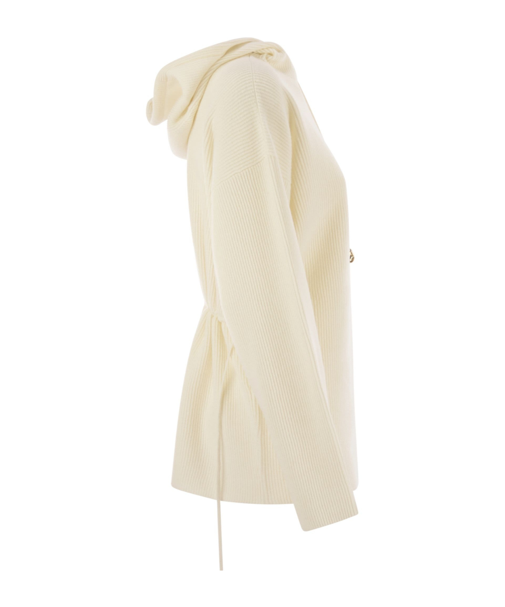 Fabiana Filippi English Ribbed Hooded Sweater In Neutral