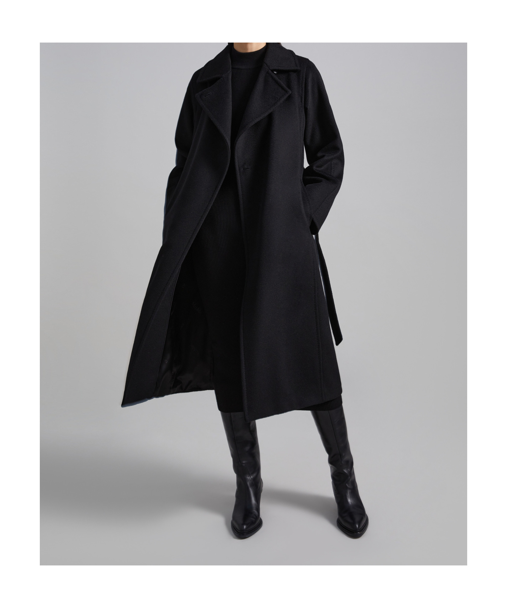 Max Mara Manuela Icon Belted Wool Coat In Black