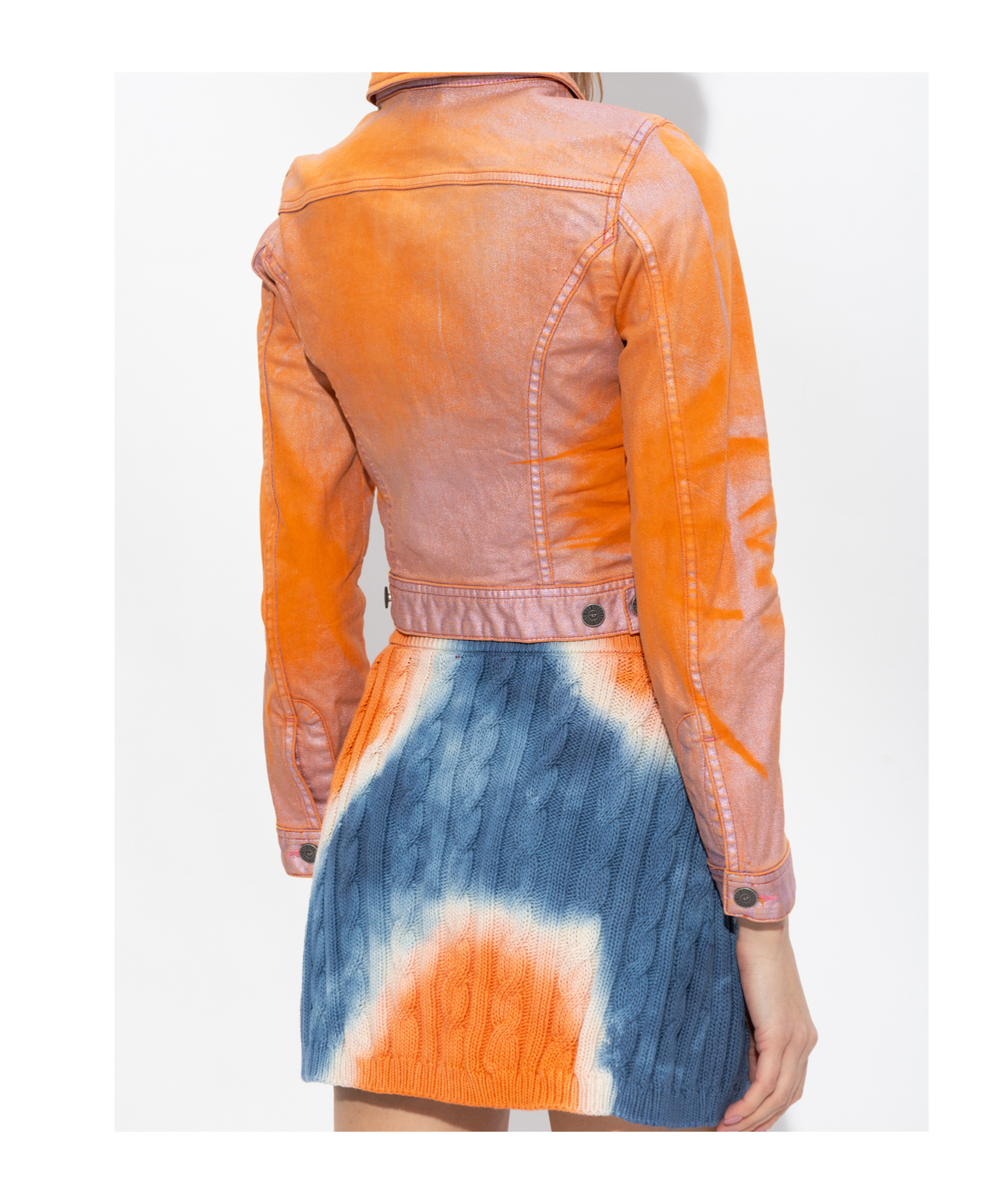 Diesel De-slimmy-s Cropped Denim Jacket In Orange