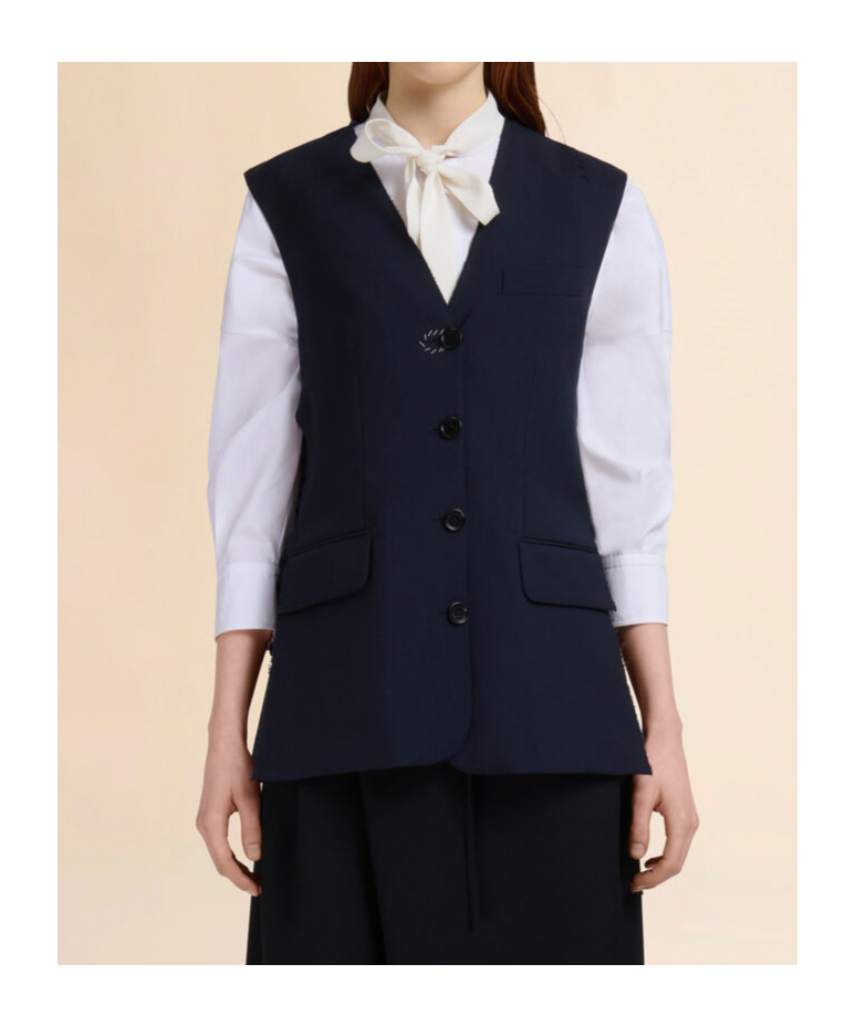 Marni Wool Vest With Slits On The Sides In Blue