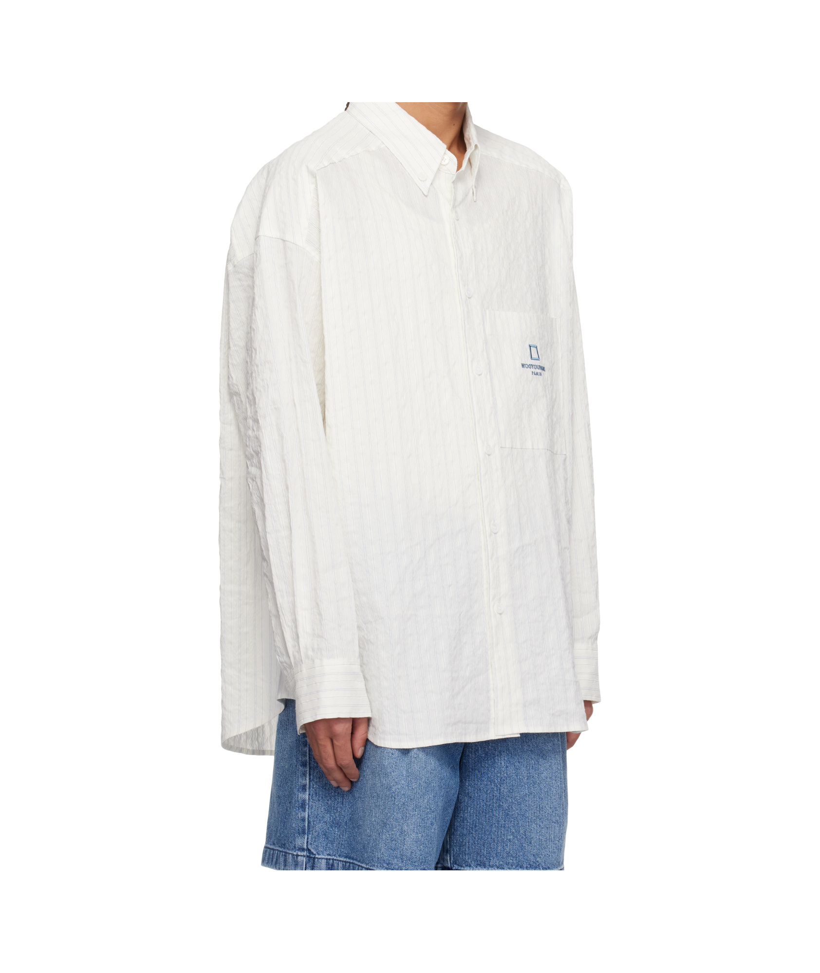 Wooyoungmi Off-white Linen Striped Shirt In White