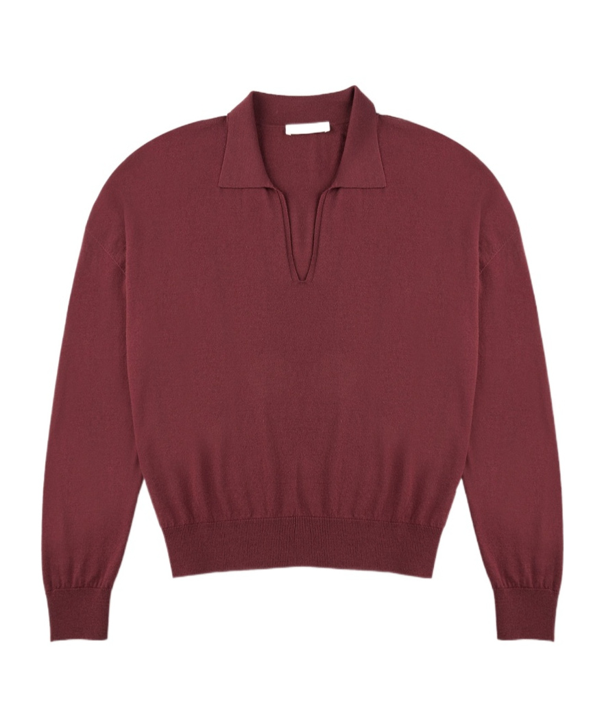 Zanone Wide Fit V Neck Polo Shirt In Flexwool Clothing In Burgundy