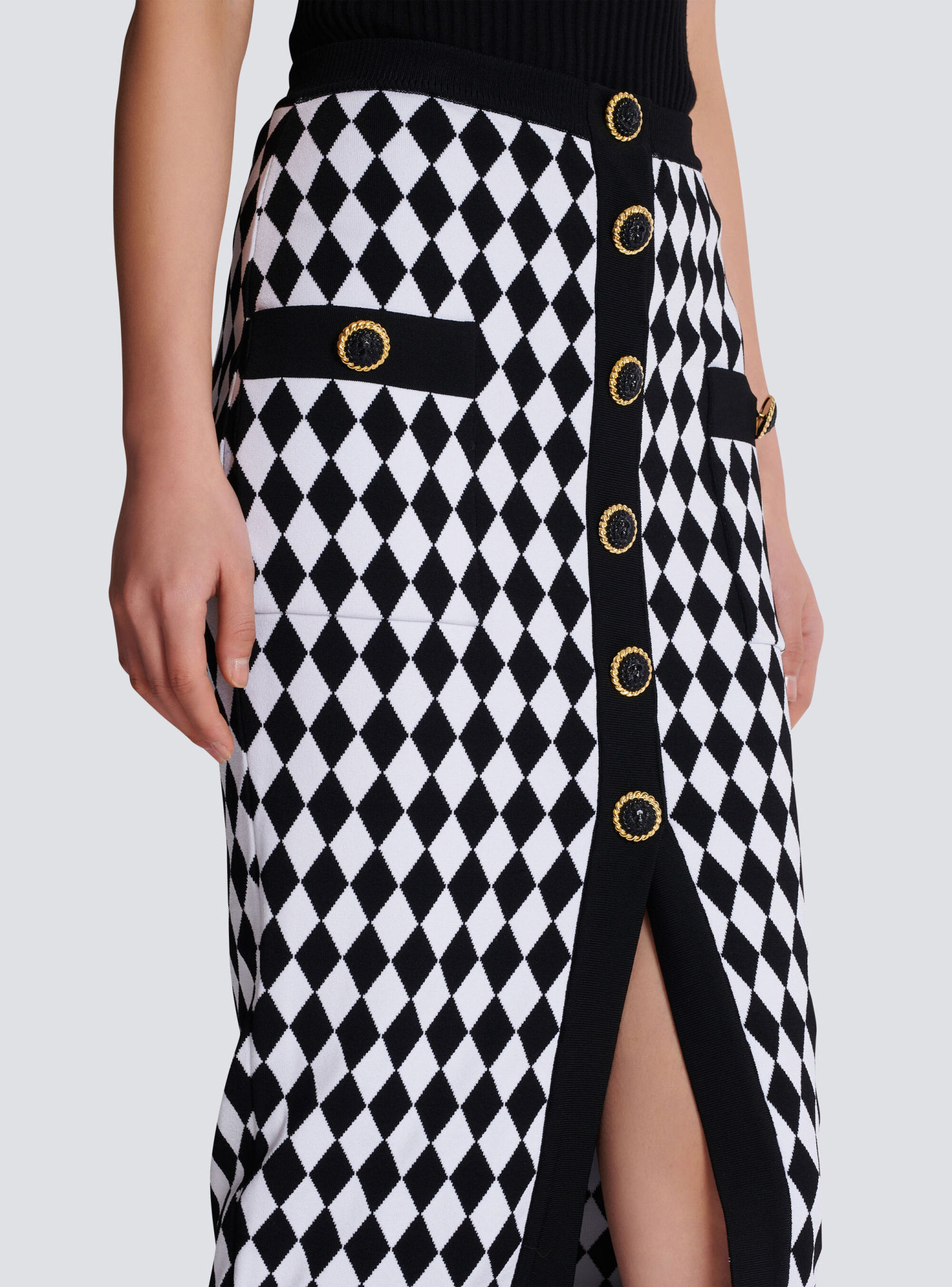 Balmain Buttoned Midi Skirt In White