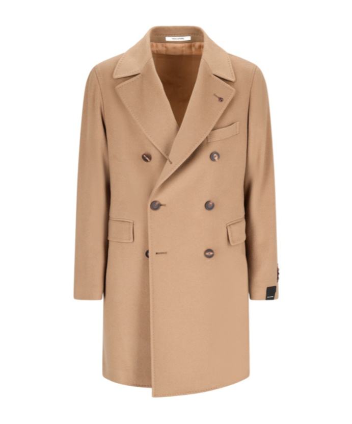 Tagliatore Double-breasted Button Coat In Brown