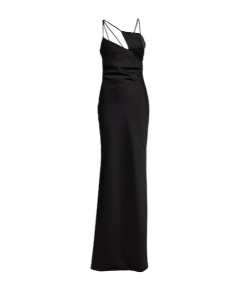 Attico Melva Asymmetric Maxi Dress In Black