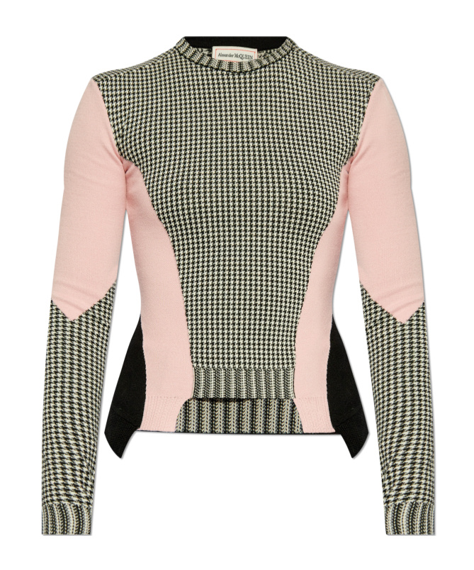 Shop Alexander Mcqueen Checked Sweater In Pink