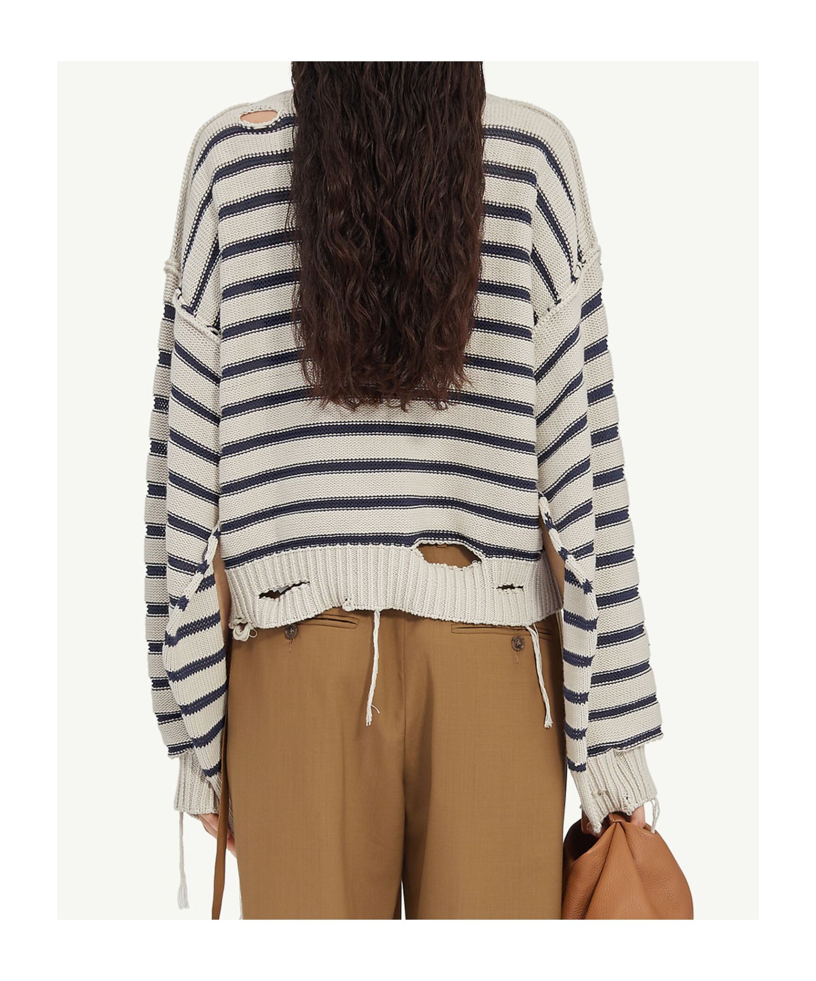 Mm6 Maison Margiela Striped Cotton Knit Cardigan In White
