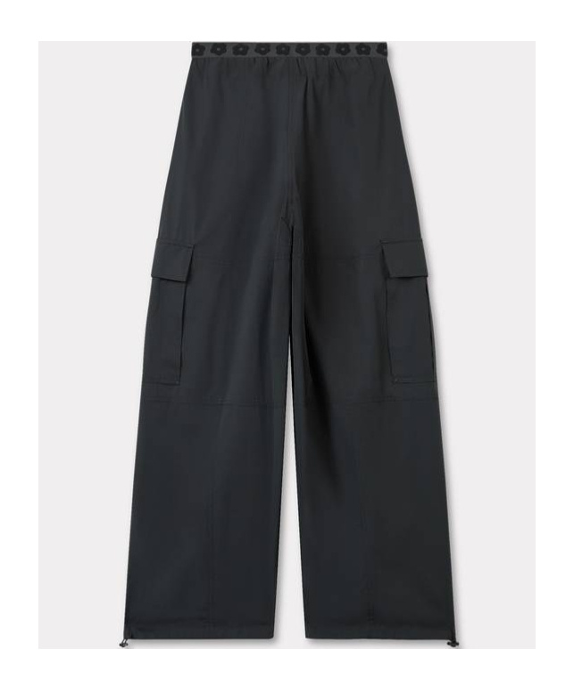 Kenzo 'boke Flower 2.0' Black Pants With Flowers Embellishmed Waist And Logo Patch On The Pocket In Black