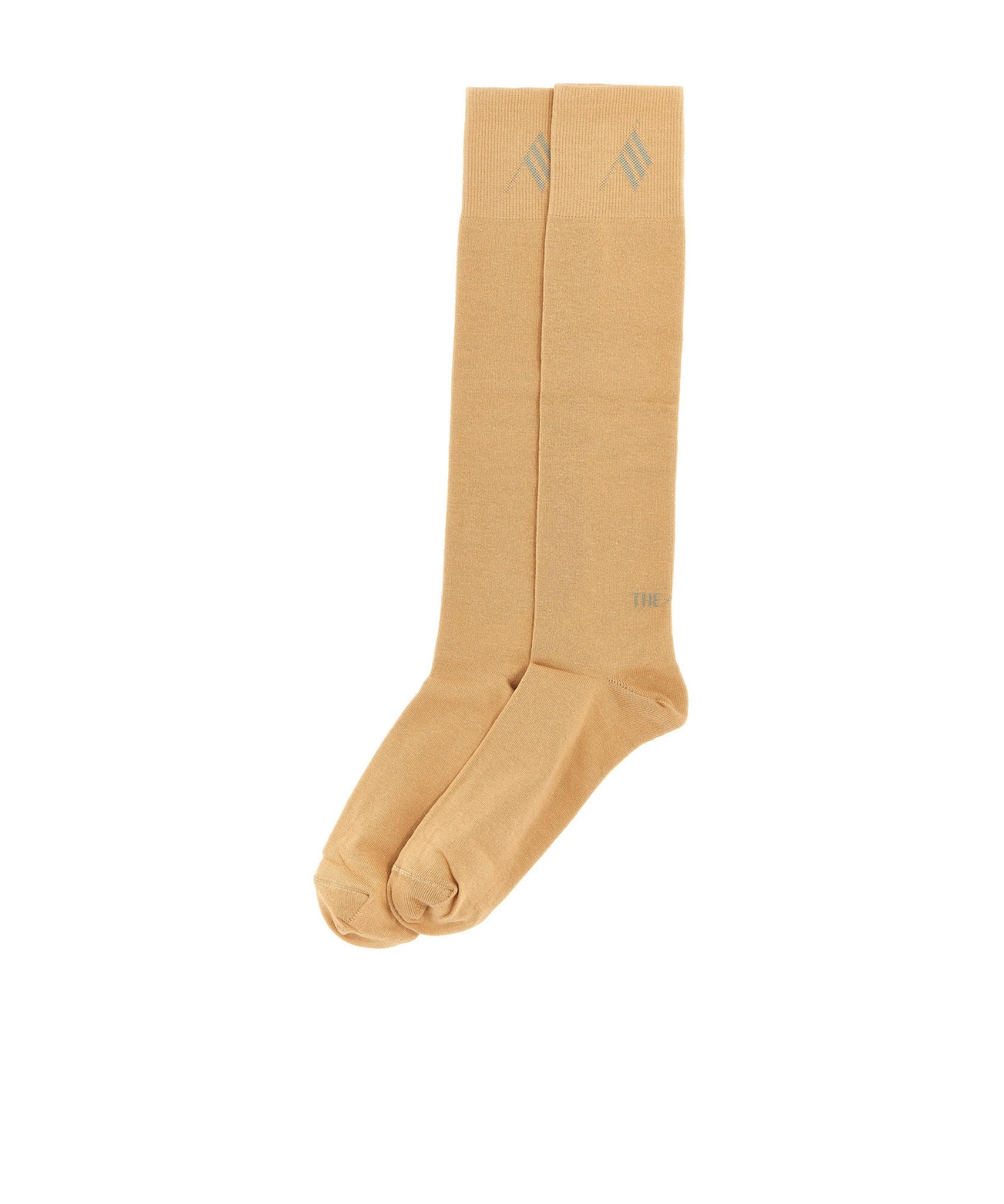 Attico Contrast-color Jacquard Logo Socks In Nude