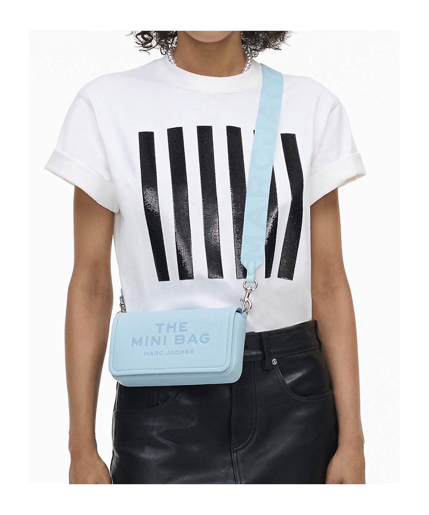 Marc Jacobs Light Blue The Leather Mini Shoulder Bag In Blue