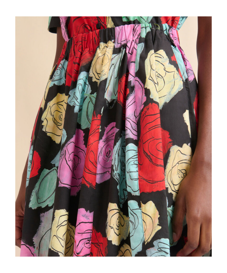 Marni Multicolor Midi Skirt With Elastic Waist And All-over Floral Motif In Cotton Woman