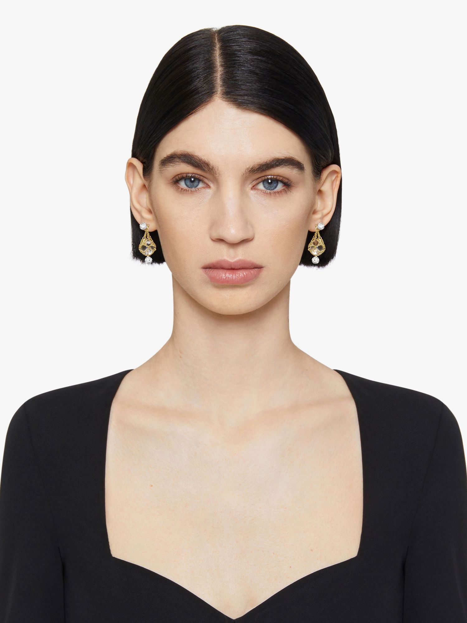 Givenchy Pearl Crystal Earrings In Yellow