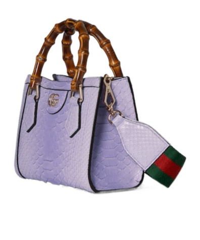 Gucci Diana Small Python Tote Bag In Purple