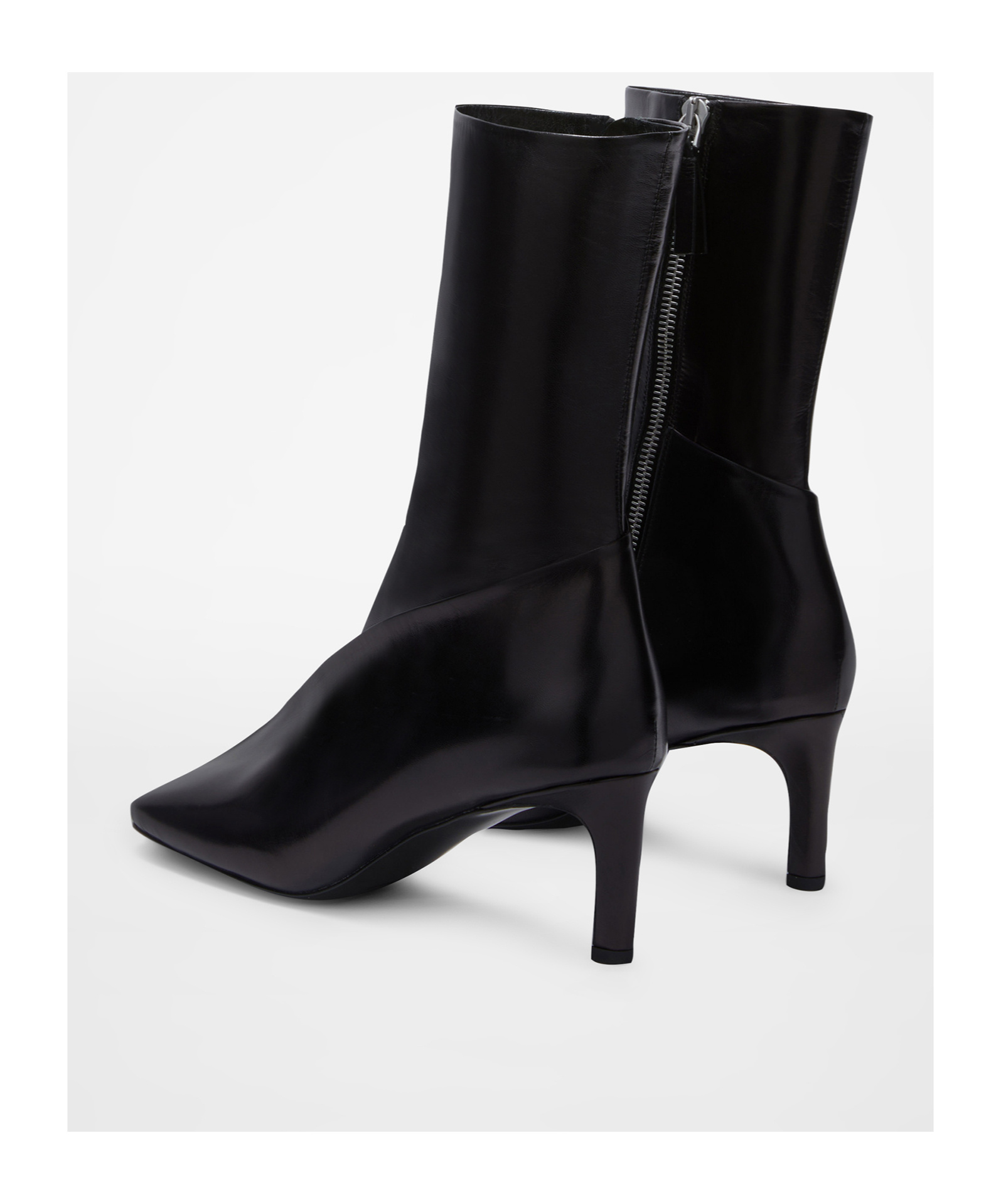 Jil Sander Square Toe Panelled Ankle Boots In Black
