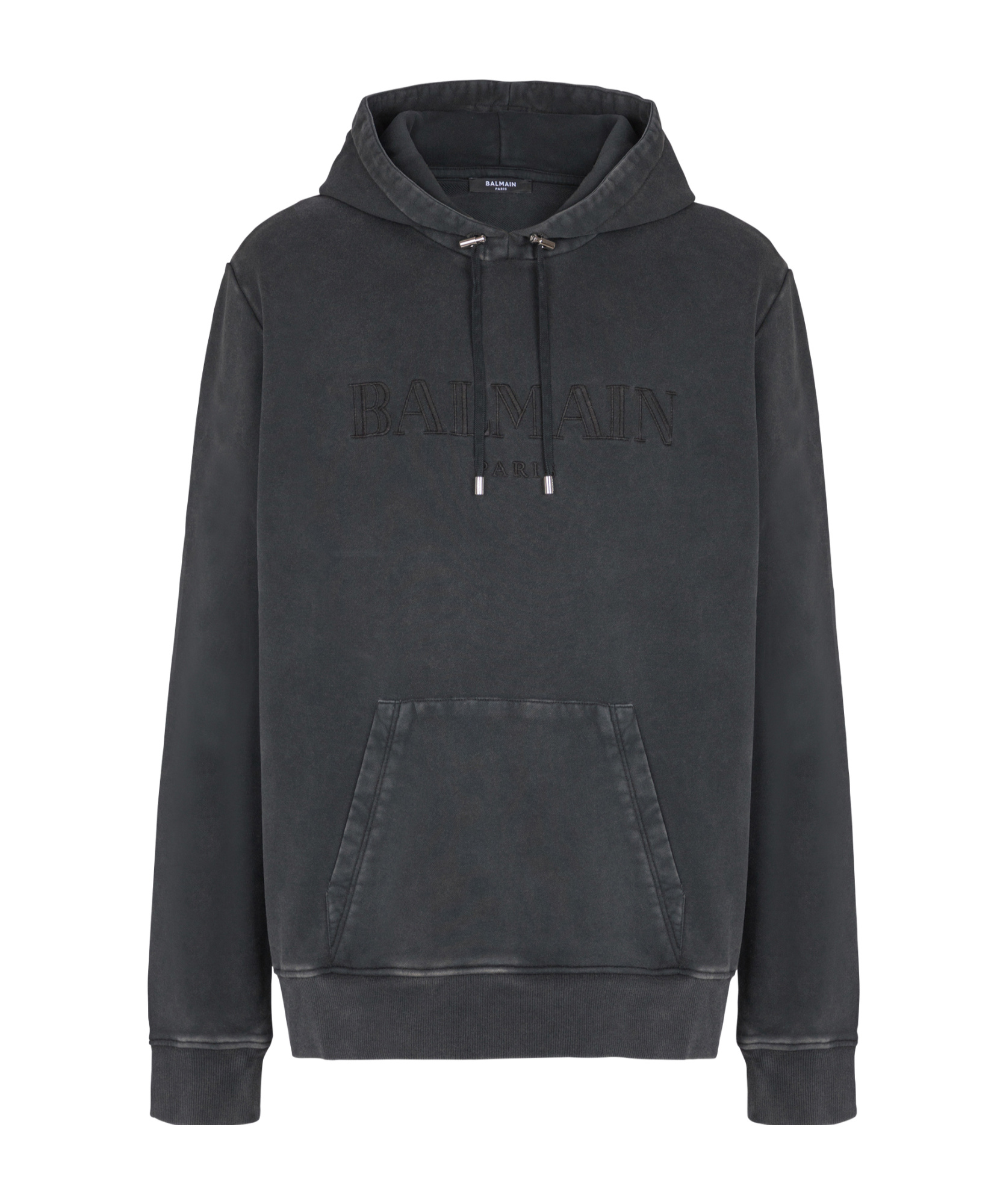 Balmain Logo-embroidered Cotton-jersey Hoodie In Black