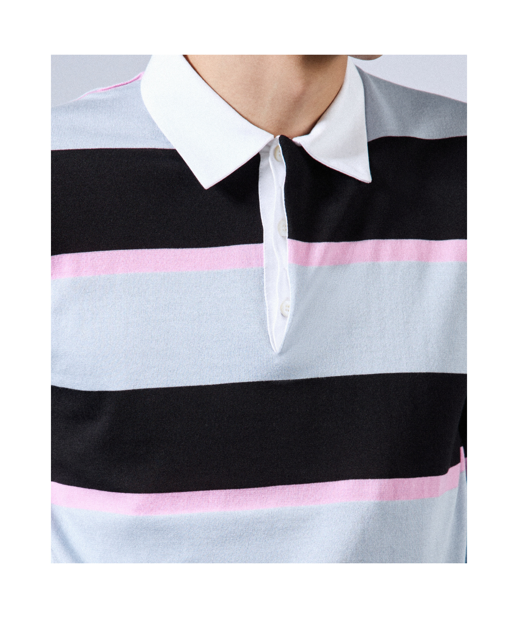 Prada Men's Striped Polo In Black