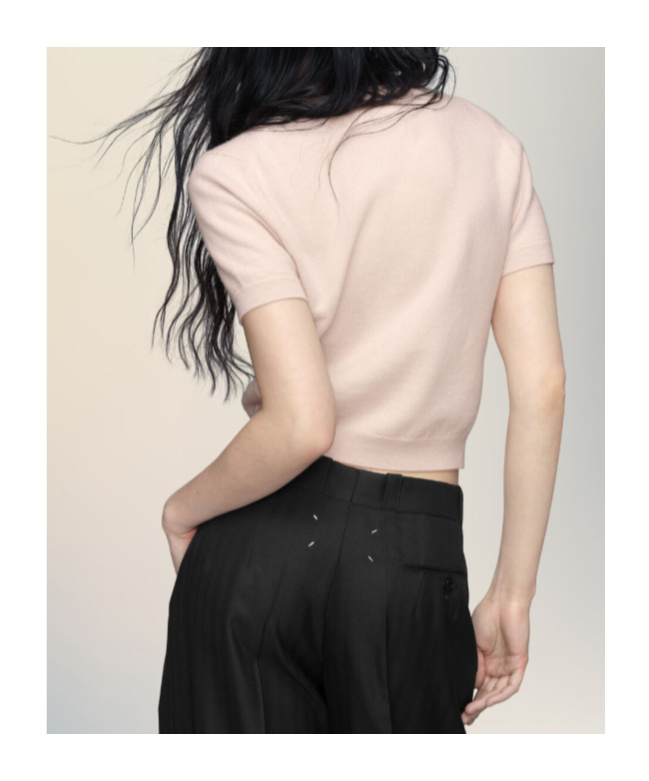 Maison Margiela Short Sleeve Crew Neck Top With Soft Texture In Pink