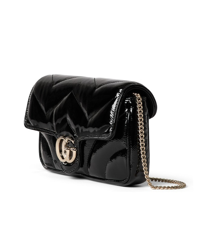 Shop Gucci Small Marmont Crossbody Bag In Black