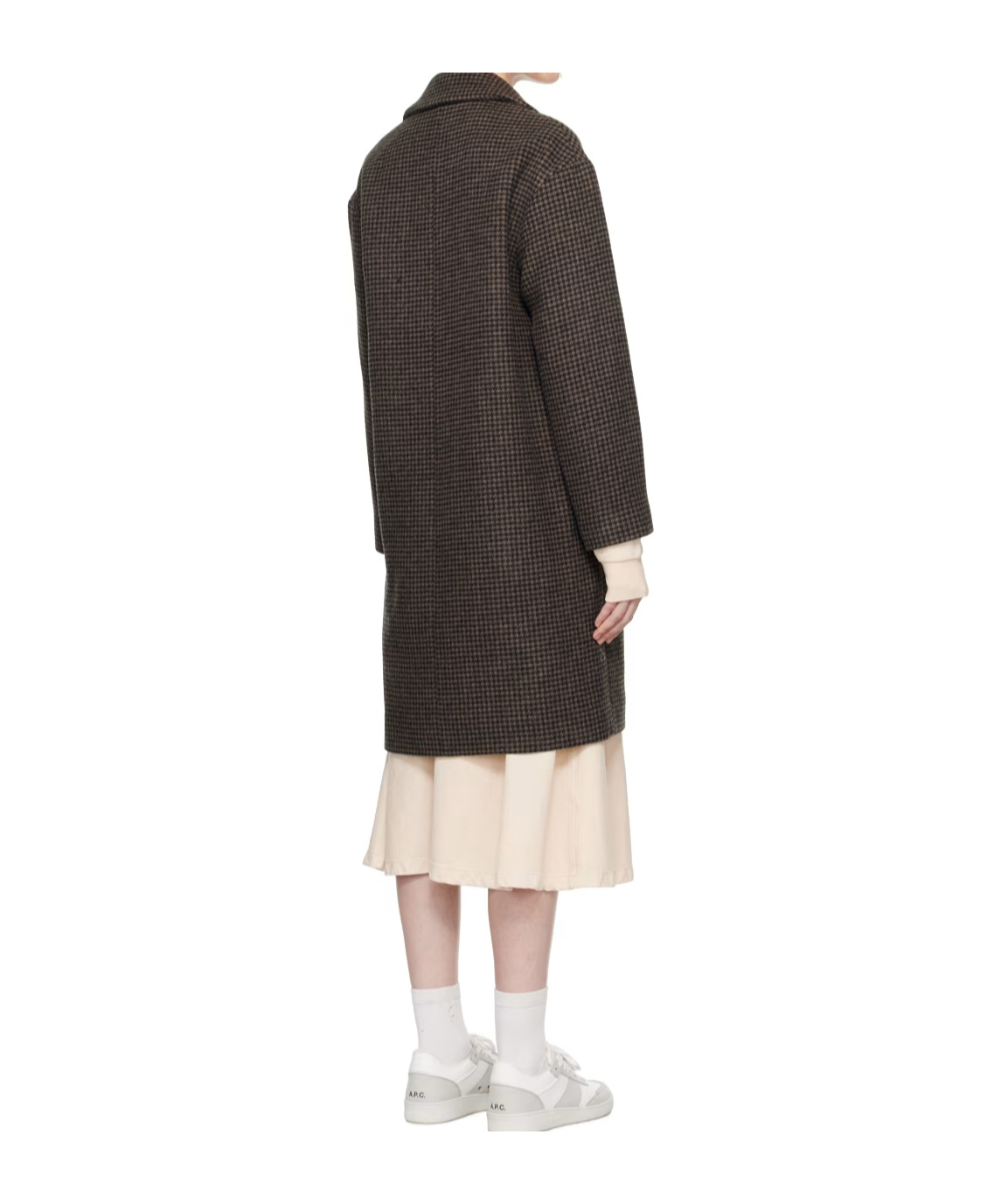 Apc Ninon Houndstooth Coat In Black