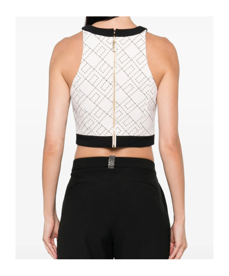 Elisabetta Franchi Monogram-pattern Halterneck Top In White