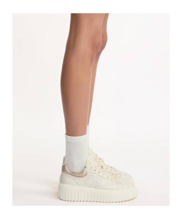 Hogan H-stripes Lace-up Leather Sneakers In White