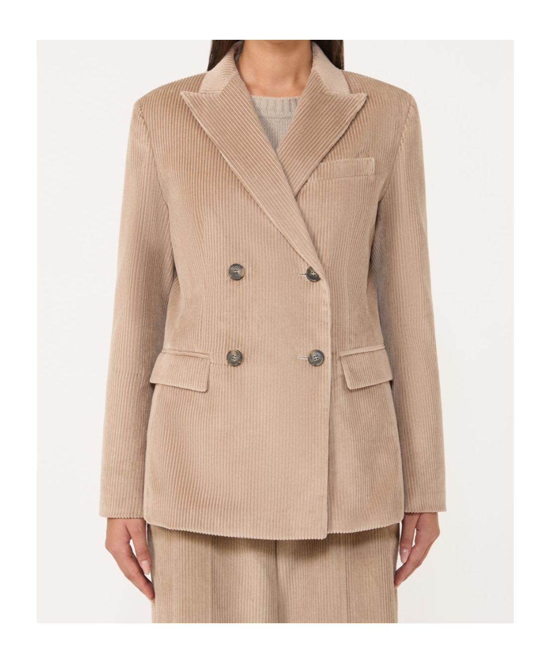 Weekend Max Mara Double-breasted Velvet Blazer In Neutral