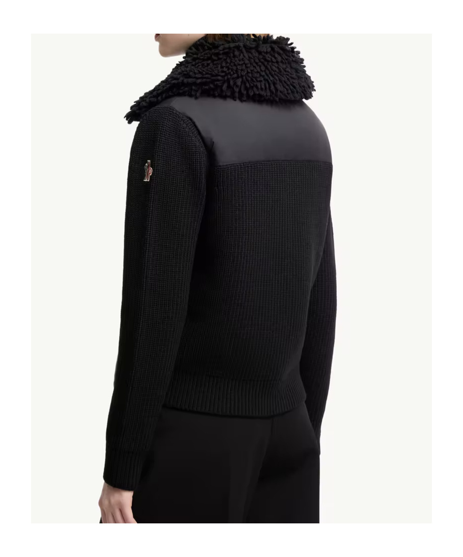 Moncler Padded Wool Zip-up Cardigan In Black