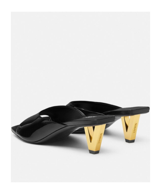 Shop Versace Leather Mules In Black