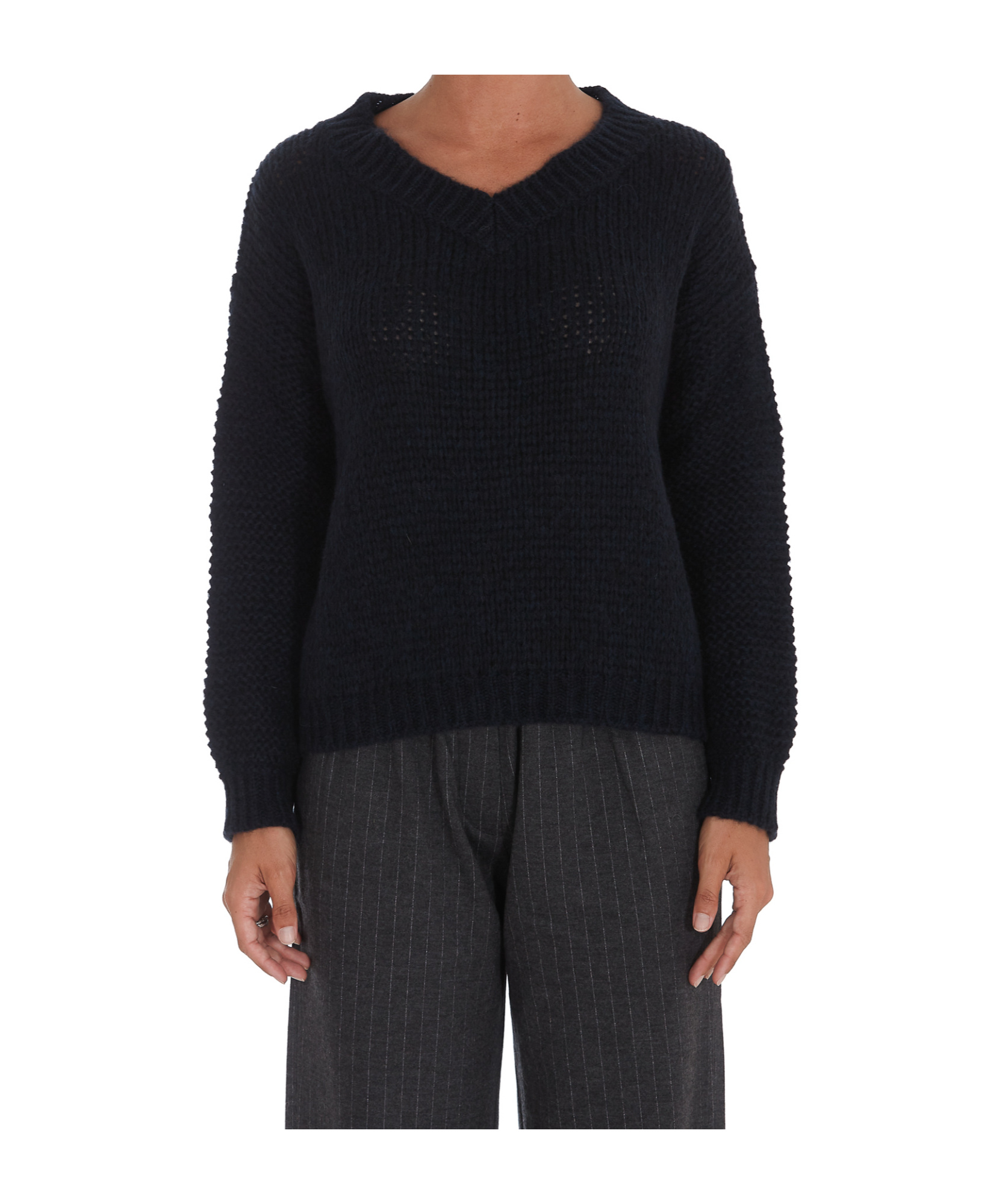 Roberto Collina V-neck Long-sleeved Sweater In Black