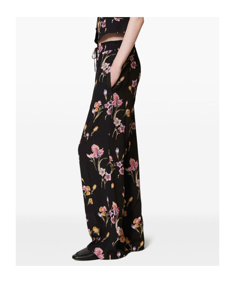 Twinset Twin-set Relaxed Fit Black Trousers In Black