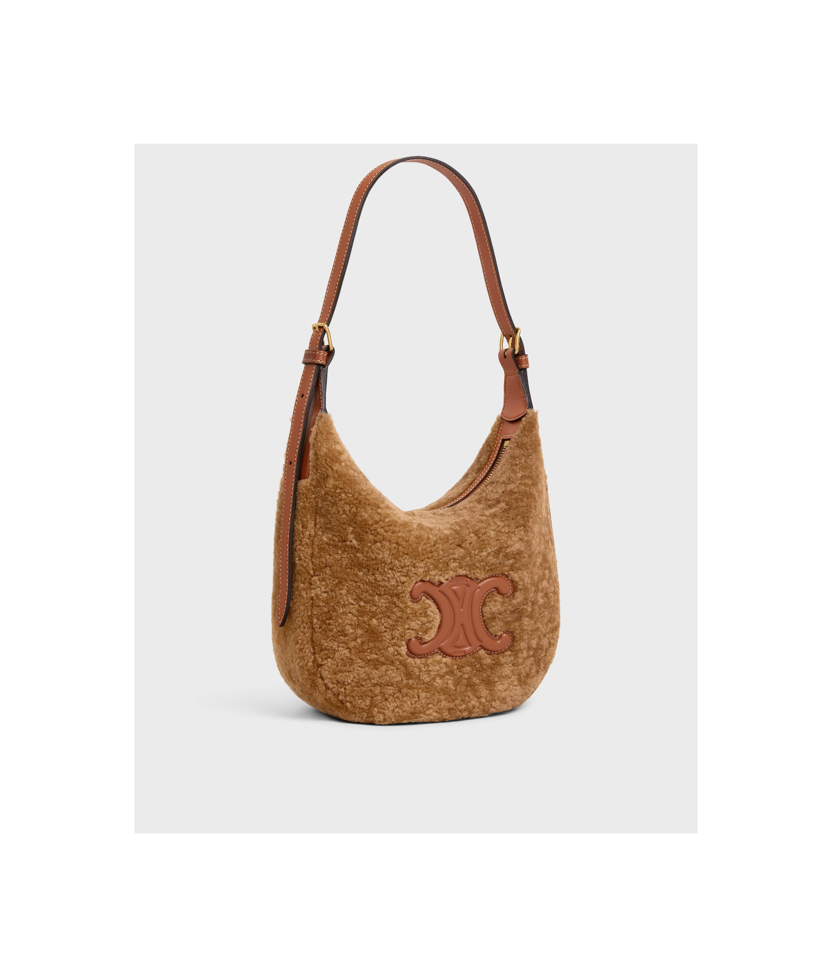 Celine Logo Shoulder Bag In Brown