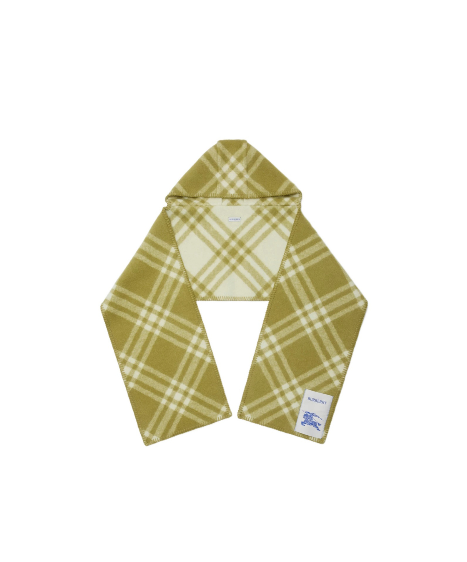 Burberry Check Wool Hooded Scarf In Green