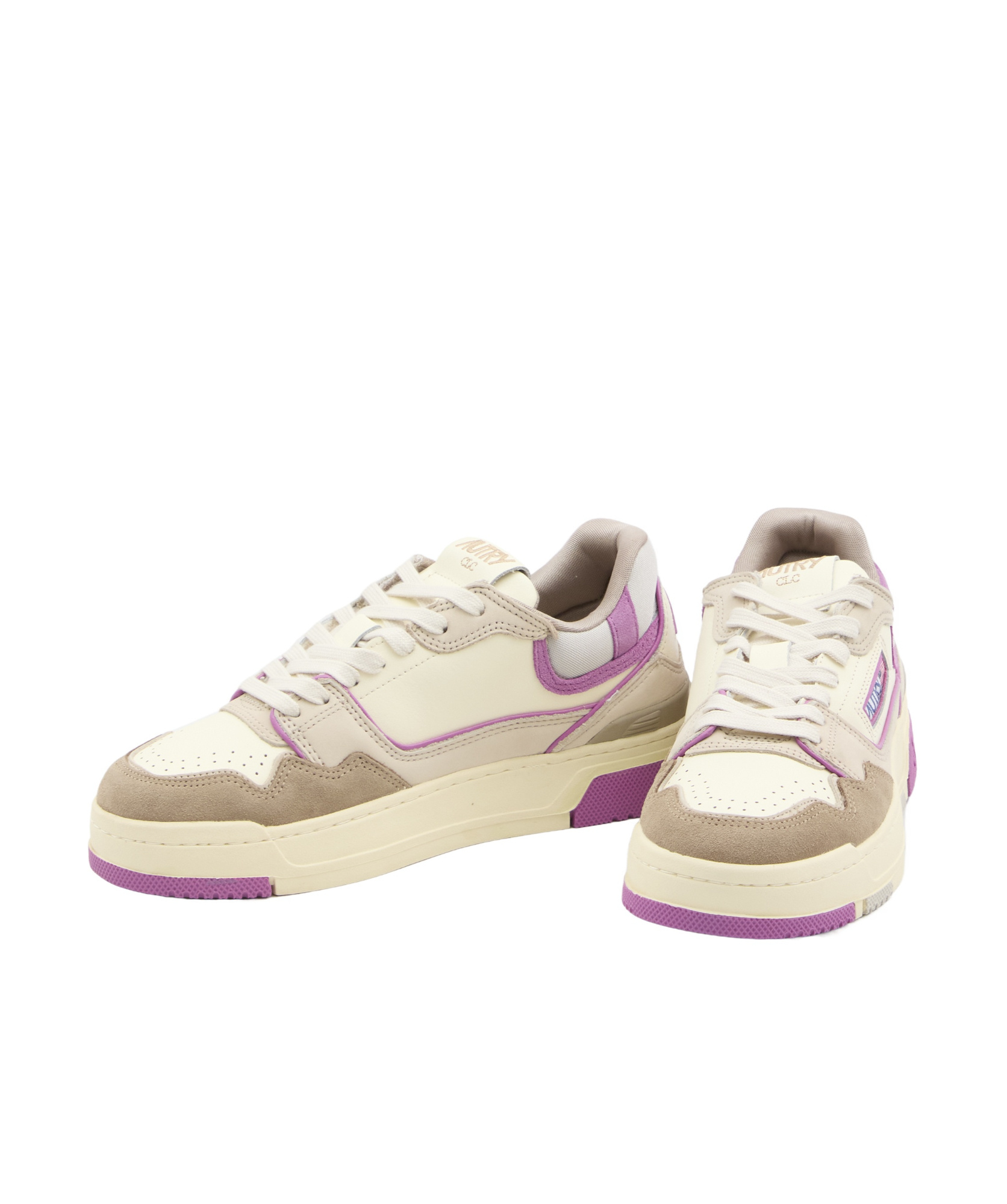 Autry Clc Low Sneakers In Leather Color Suede And Fabric In Nude