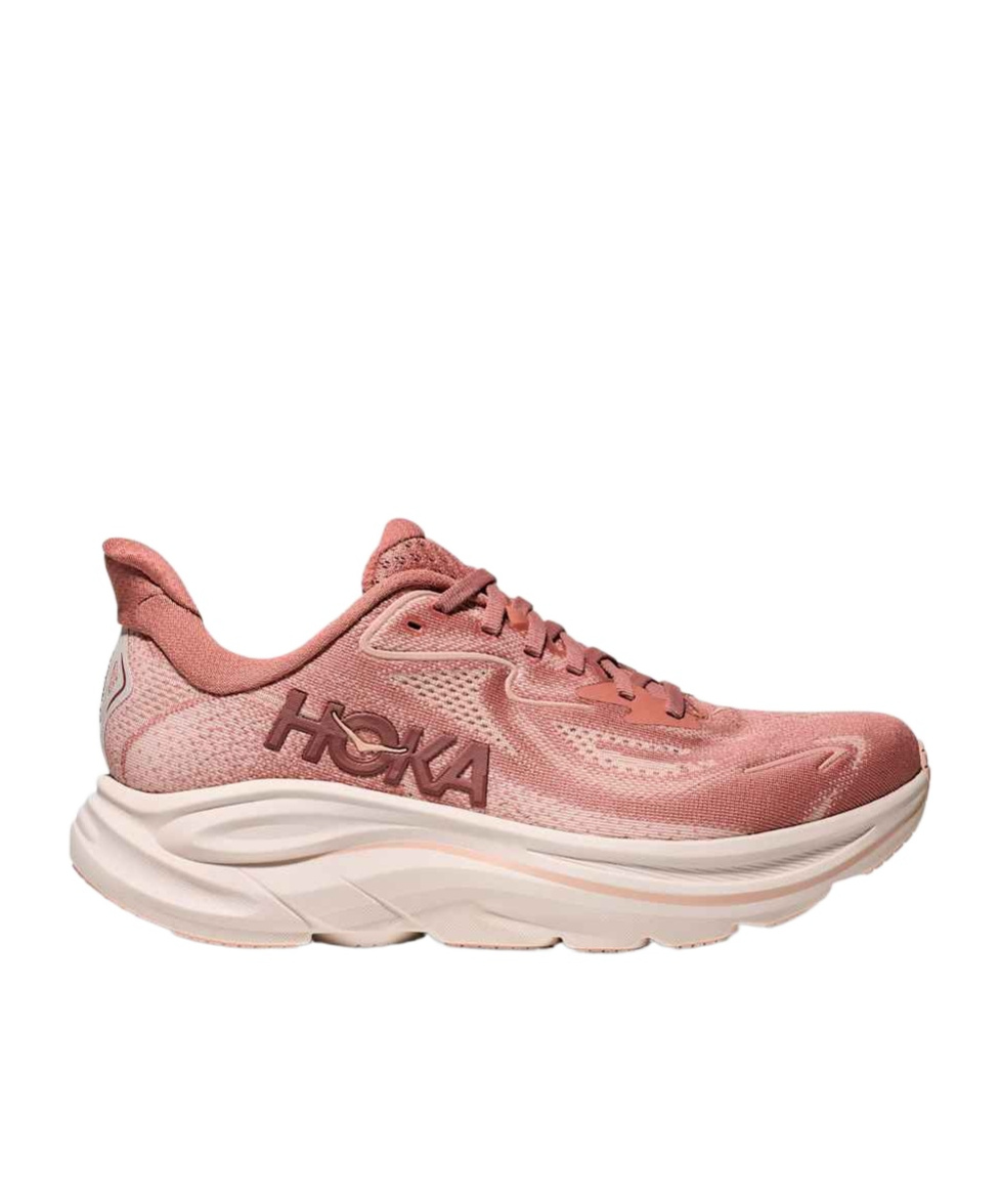 Hoka Clifton 10 Rubber-trimmed Jacquard-mesh Sneakers In Pink