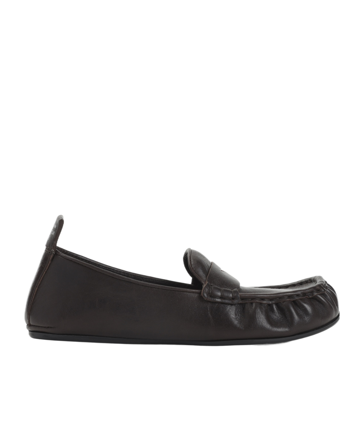 Acne Studios Dark Brown Nappa Leather Loafers With Penny Strap Detail In Black