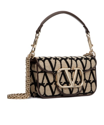 Valentino Small Lòco Toile Iconographe Shoulder Bag In Black