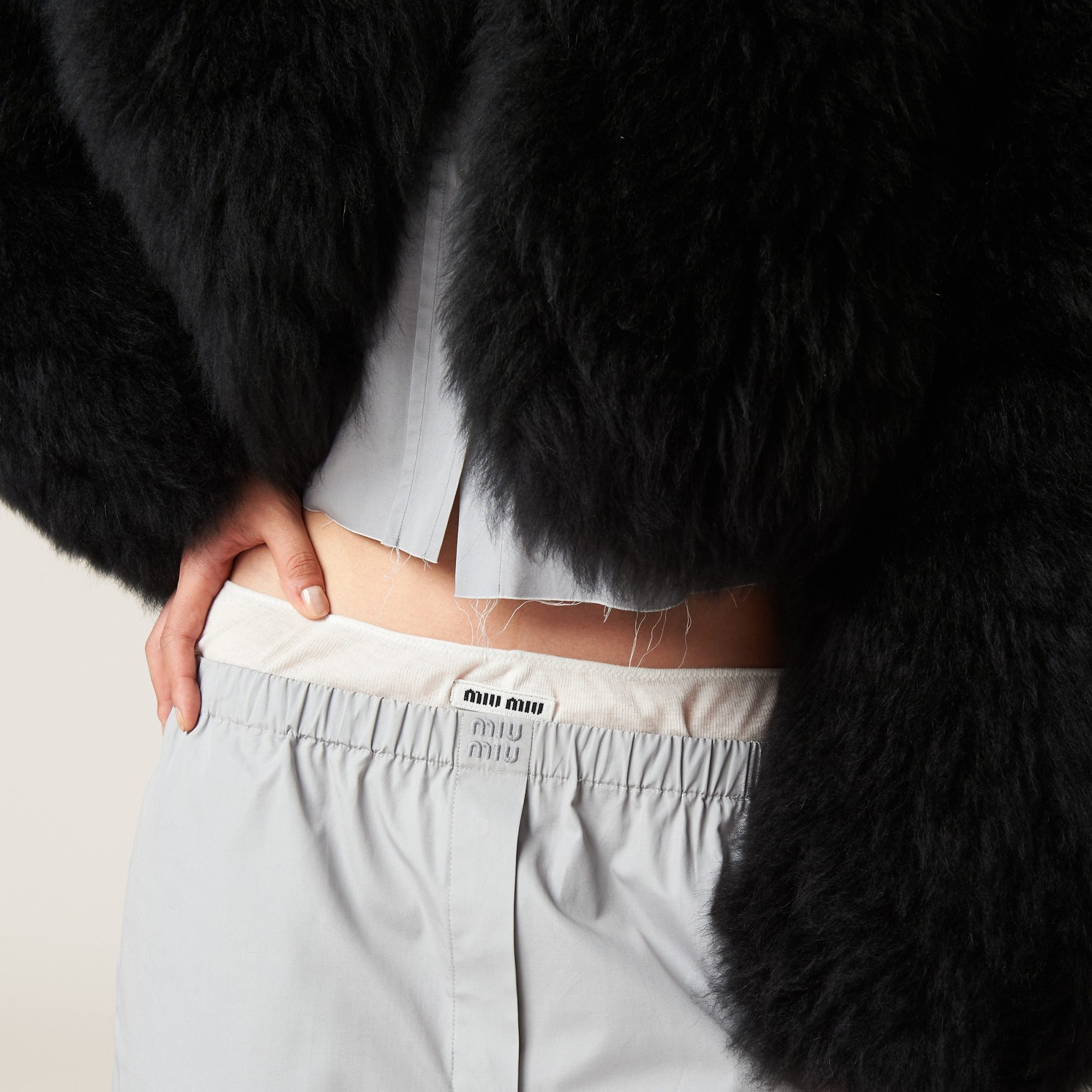 Miu Miu Poplin Boxers In Gray