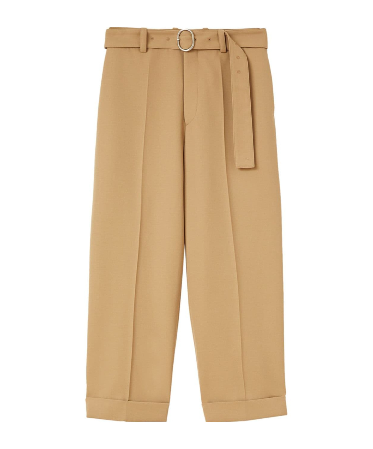 Jil Sander Straight-leg Belted Wool Trousers In Nude