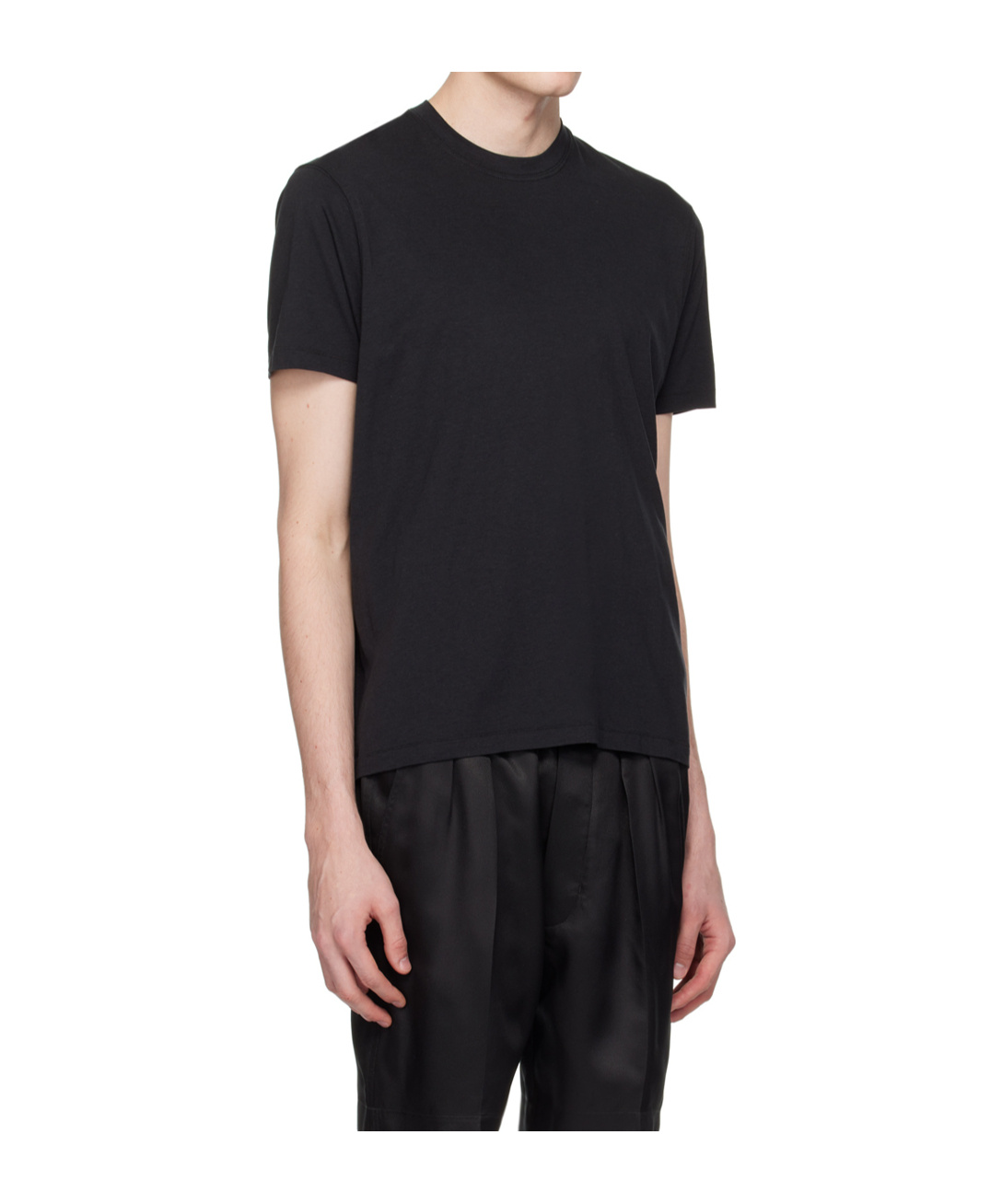Tom Ford Black Stretch Cotton Crew Neck T-shirt In Black