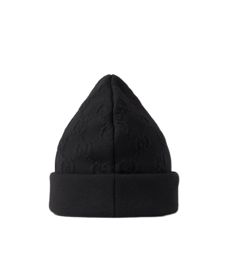 Gucci Gg Wool Blend Jacquard Hat In Black