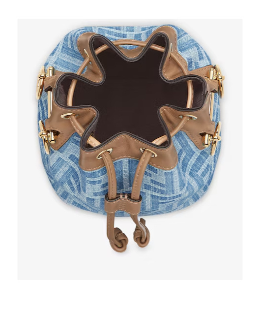 Fendi Drawstring Cross Body Bucket Bag In Blue