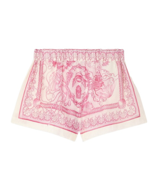 Versace Printed Cotton And Silk-blend Voile Shorts In Blue