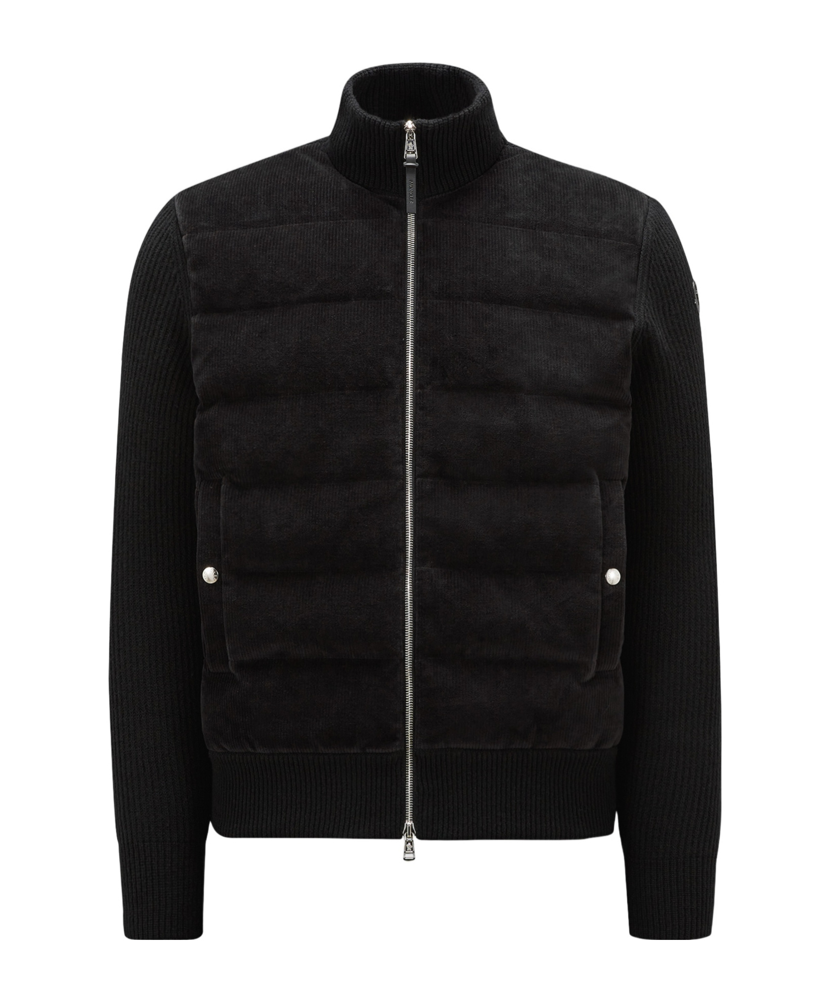 Moncler Padded Wool Cardigan Down Jacket In Black